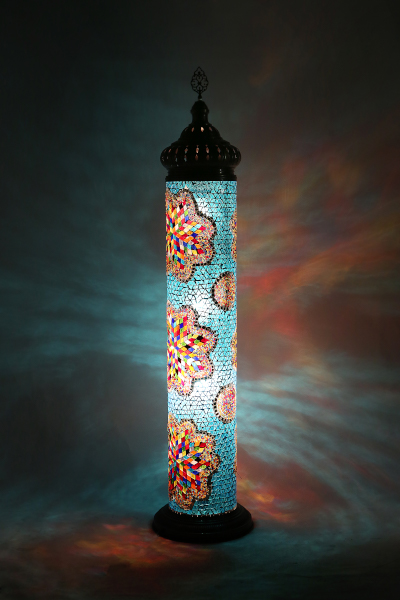 Stylish Cylinder Antique Mosaic Floor, Turkish Floor Lamps