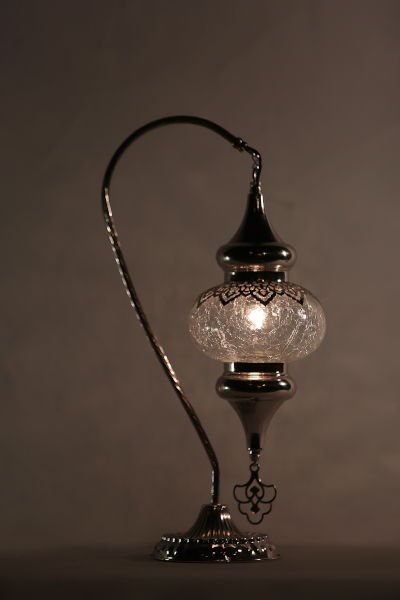 Nickel Ottoman Design Swan Neck Table Lamp, Table Lamp Bulb Size