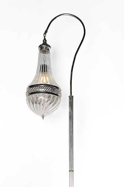 Pyrex Glass Swan Neck Floor Lamp Model 1, Swan Floor Lamp